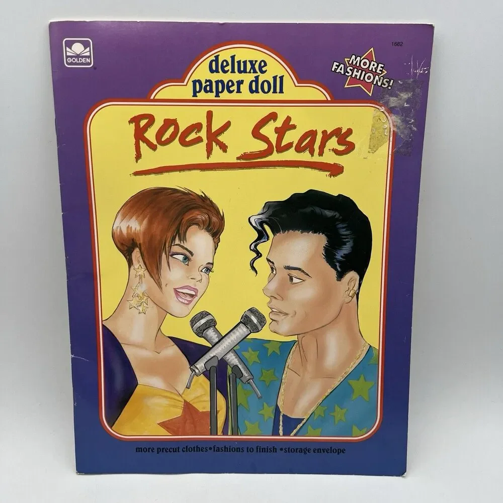NEW Vintage Rock Stars Paper Dolls Book Unpunched 1980s 1990s Fashion Golden